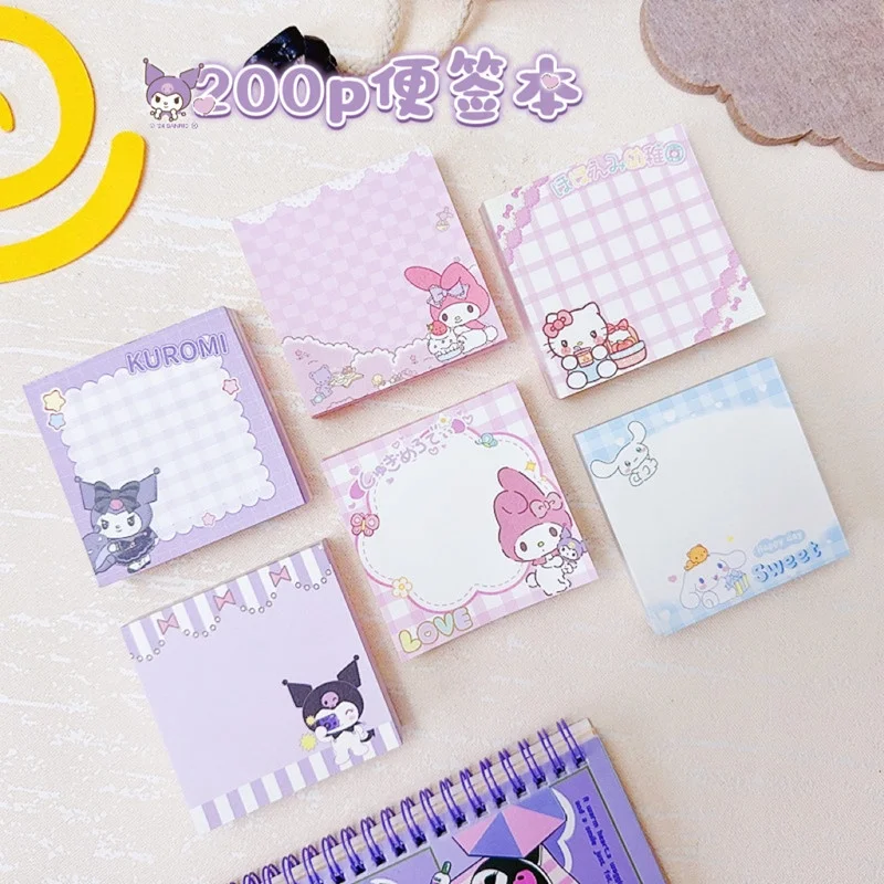 6 ピース/ロットサンリオクロミシナモロールメロディーキティメモパッドクリエイティブ N 回文房具ラベルメモ帳ブックマークポストスクール供給