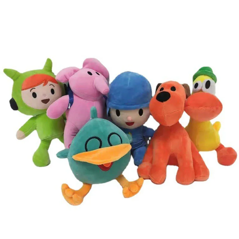 25cm vendendo novo brinquedo de pelúcia pocoyo kawaii pequeno p seu brinquedo de pelúcia bartow pato filhote de cachorro lula aili elefante brinquedo de pelúcia brinquedo das crianças.
