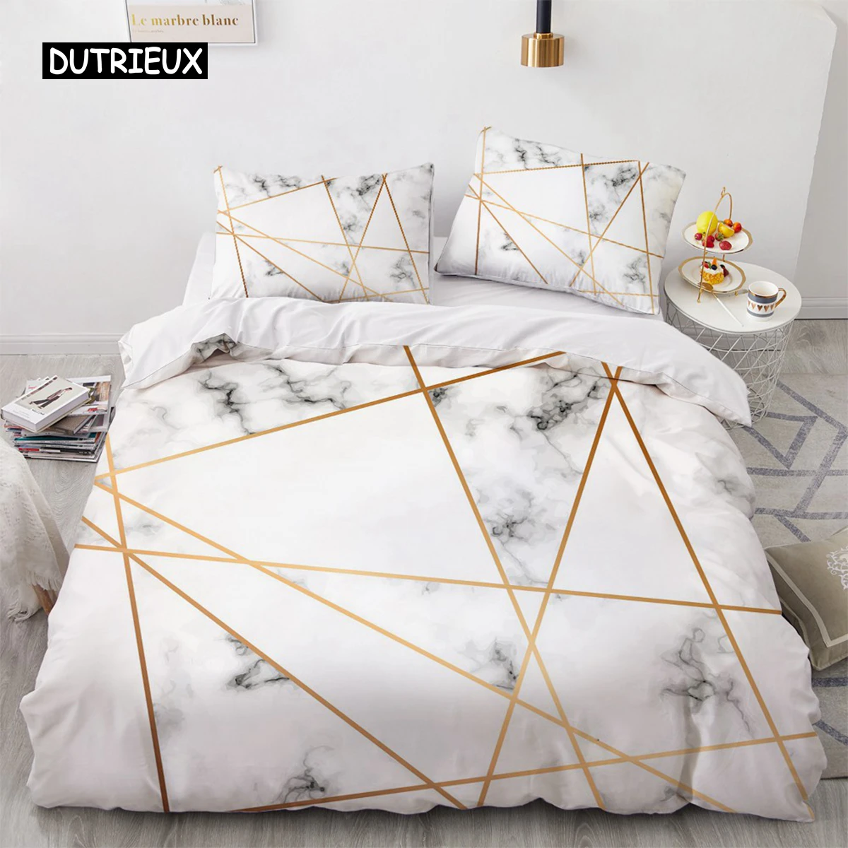 

Simple Marbling Bedding Sets European And American Style Duvet Cover Luxury Comforter Geometry For Women Teens Room Decorations