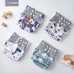 Elinfant Wholesale 4pcs/set Washable Baby Nappies Gray Mesh Cloth Diaper Adjustable & Reusable Pocket Diapers Free shipping