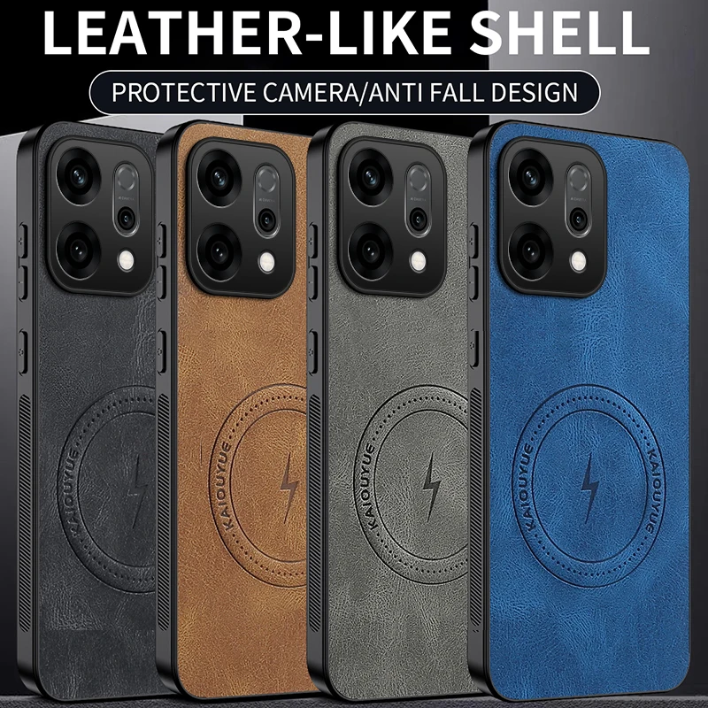 For Oppo Reno14 Pro/Oppo Reno14 F/Reno14Pro Case Simple Stylish Magnetic Suction Luxury PU Leather Skin-friendly Anti-drop Cover