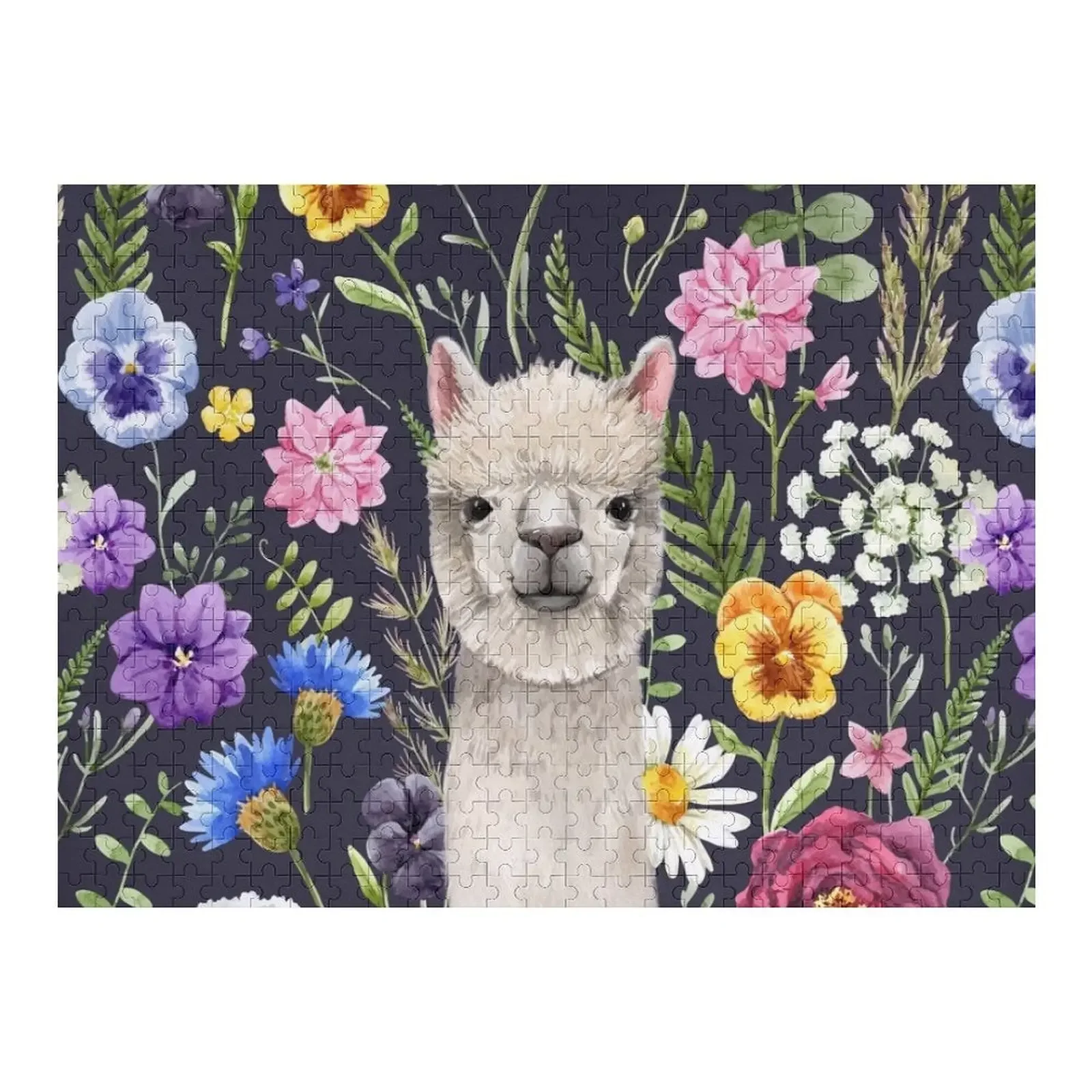 

Wildflower Alpaca Jigsaw Puzzle Custom With Photo Photo Custom Wooden Name Toddler Toys Puzzle