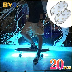 20PCS Skateboard Lights Longboard Fluorescent LED Flash Night Glowing USB Rechargable Scooter Board Underglow Lamp Decors