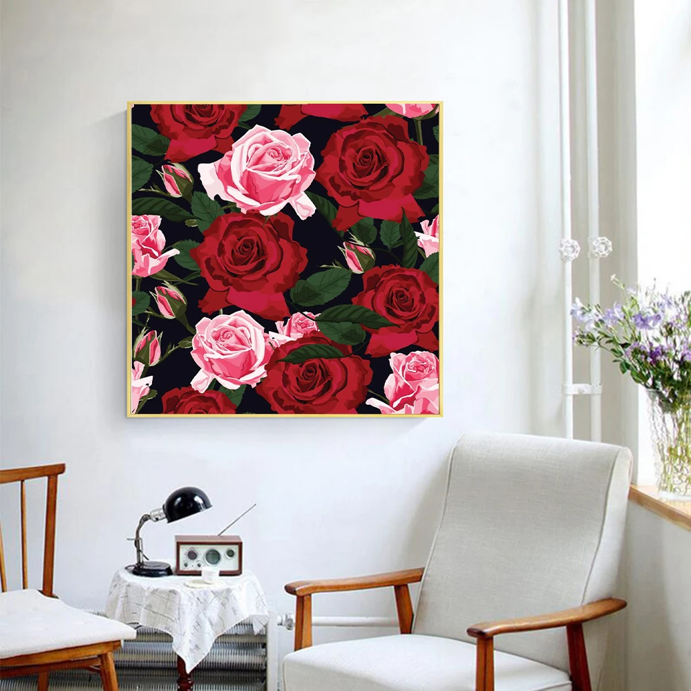 5D Diamond Painting Full Round Drill Square Peony Handmade Gift Diamond Painting Flower Diamond Mosaic Needlework Home Decor