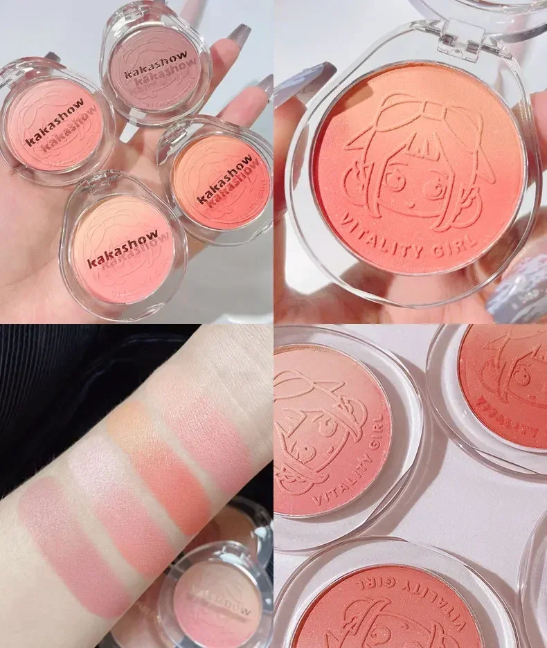 Heallor Embossed Petals Blush Peach Pink Orange Tint Makeup Blush Palette Cheek Contour Rouge Cosmetics Long-lasting Face Bright