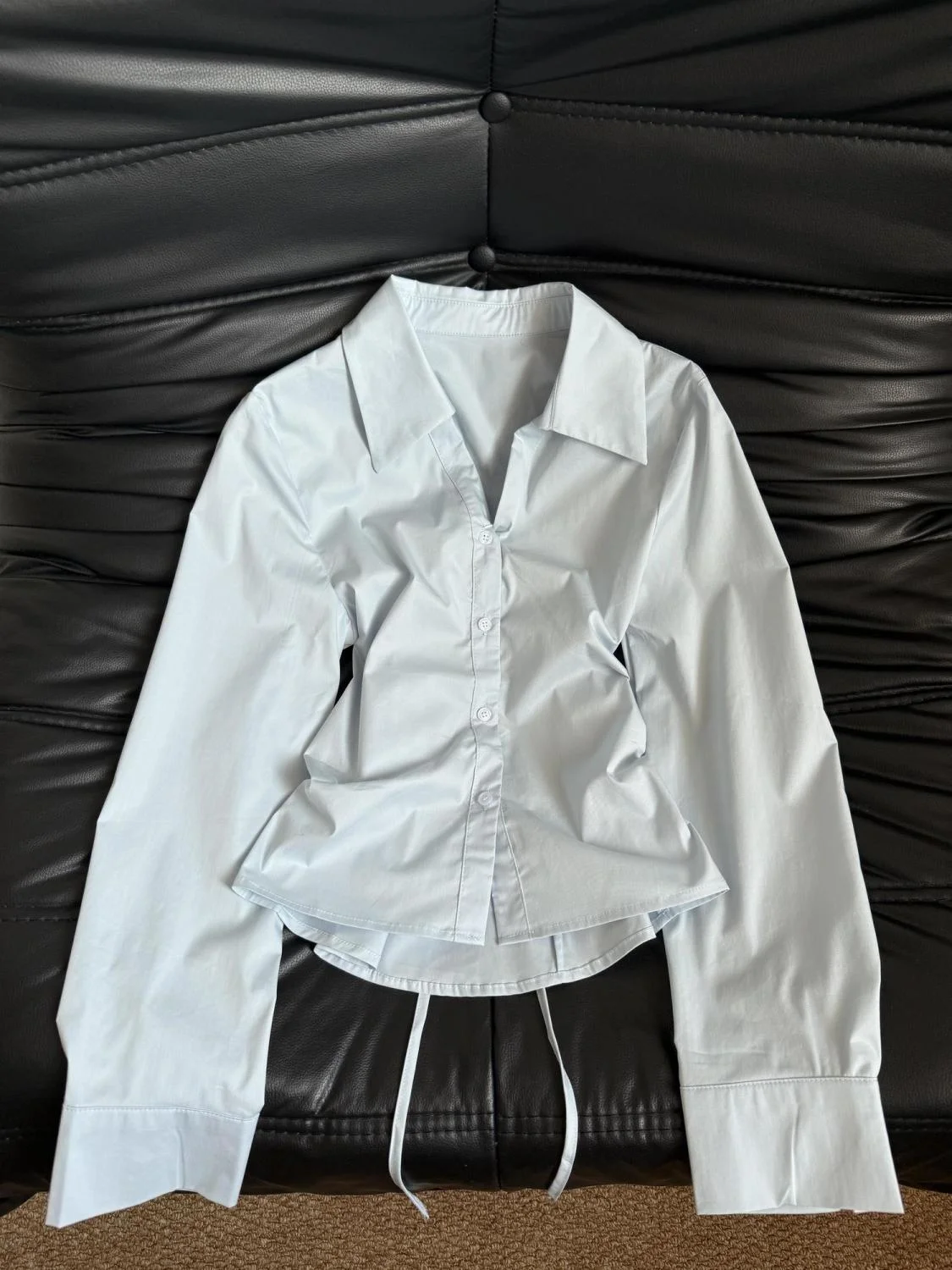 Light-colored Korean-style Long-sleeved Short-sleeved Blouse Women Light and Mature with A V-neck and Suitable for Small Frames