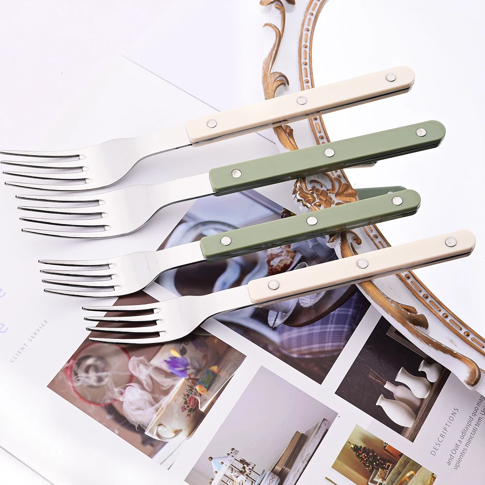 Beige Silber 4/16 Stücke Geschirr Acryl Griff Messer Gabel Löffel Set Edelstahl Besteck Set Westlichen Abendessen Küche besteck – Detail 8