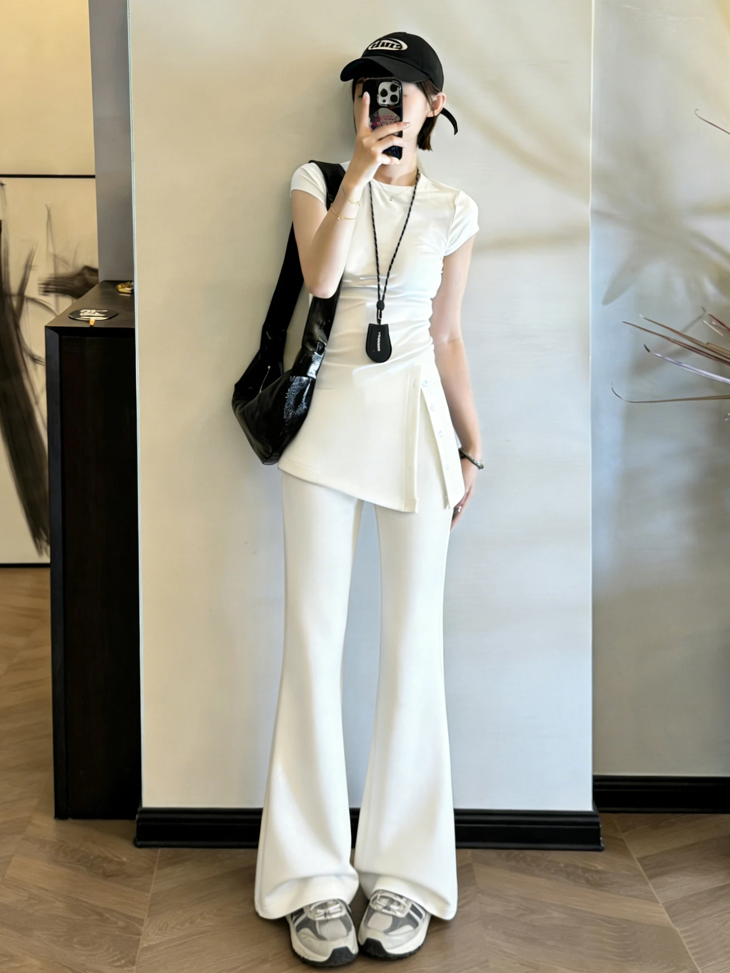 

Весенне-летние женские повседневные брюки с высокой талией, свободного кроя, на резинке, в пол, расклешенные, прямые, с широкими штанинами