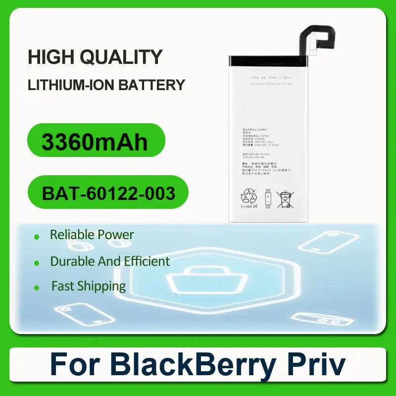 Batería de repuesto para teléfono móvil BlackBerry Priv BAT-60122-003 3360mAh