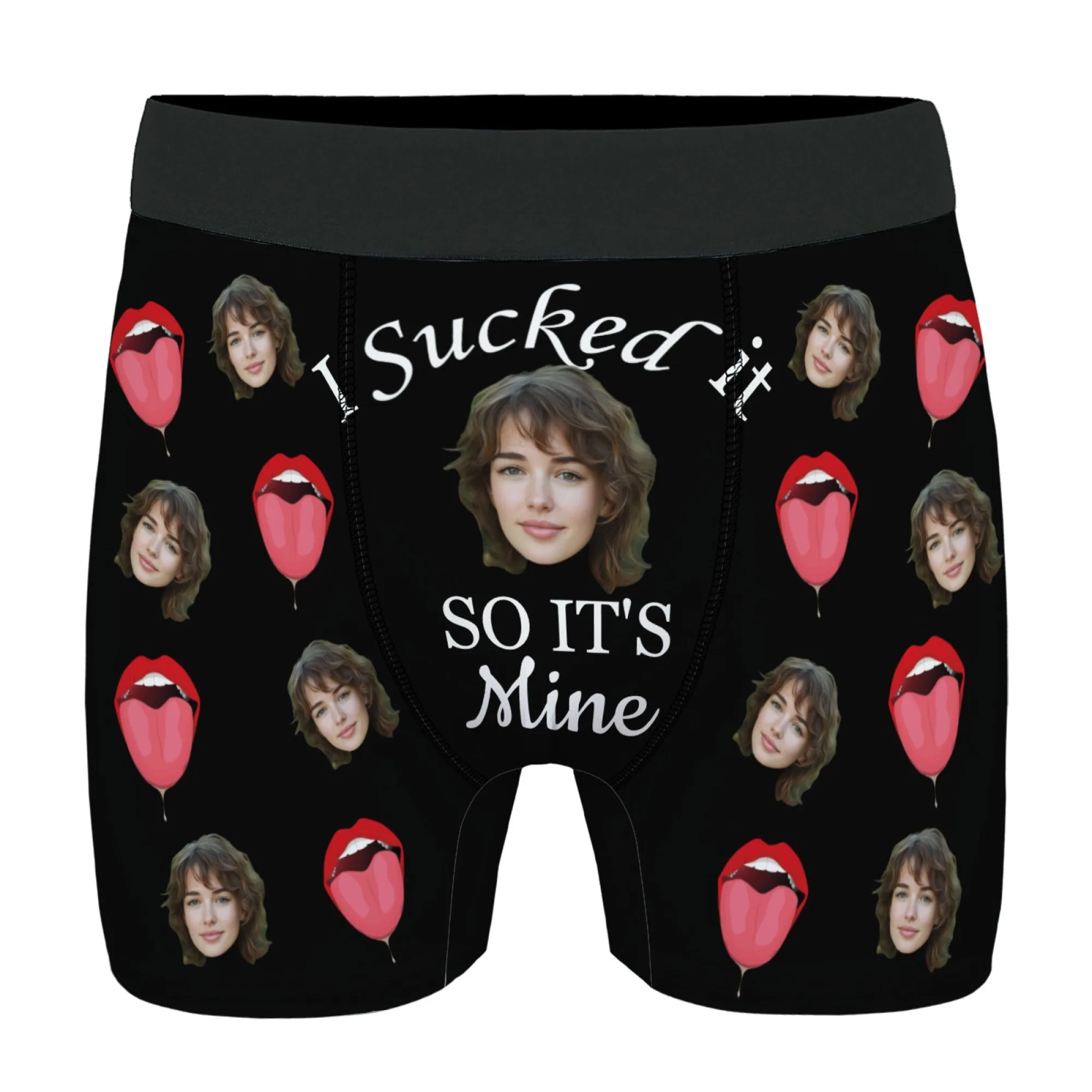 Sexy Liefde Cadeau Aangepaste Gezicht Mannen Boxer Briefs Roze Tong Print Romantisch Geluk Valentijnsdag Huwelijksverjaardag Gift
