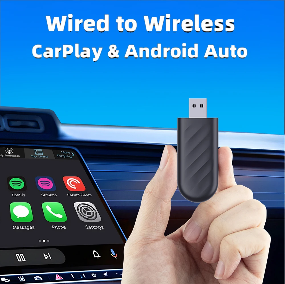 

Wireless 2 in1 CarPlay Adapter for Apple iPhone Android Wired to Wireless Carplay AI Box USB Type C Connection Auto Car Dongle