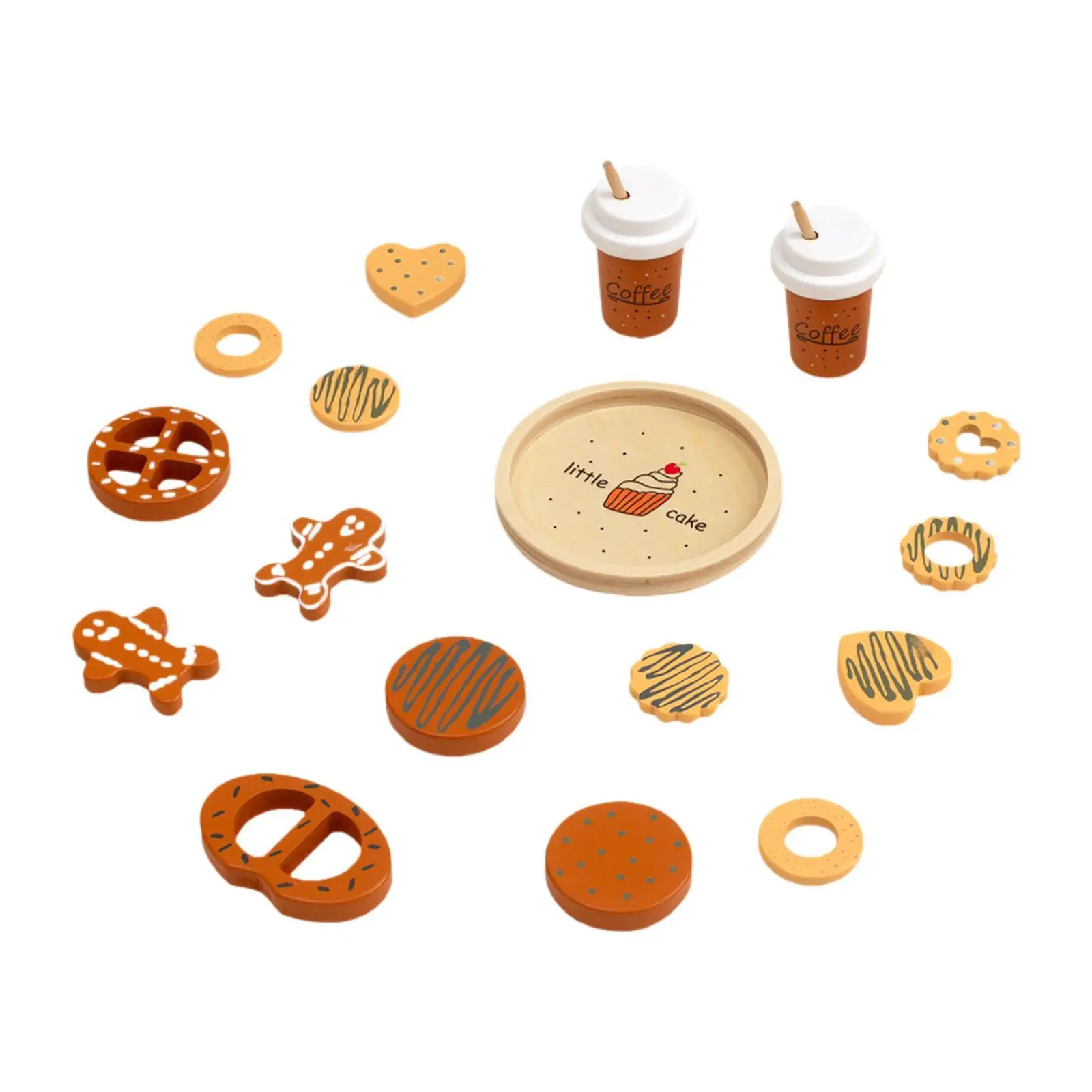 

Wooden Cookie Play Food Set Baking Sheet Simulation Fine Motor Skills Cookies