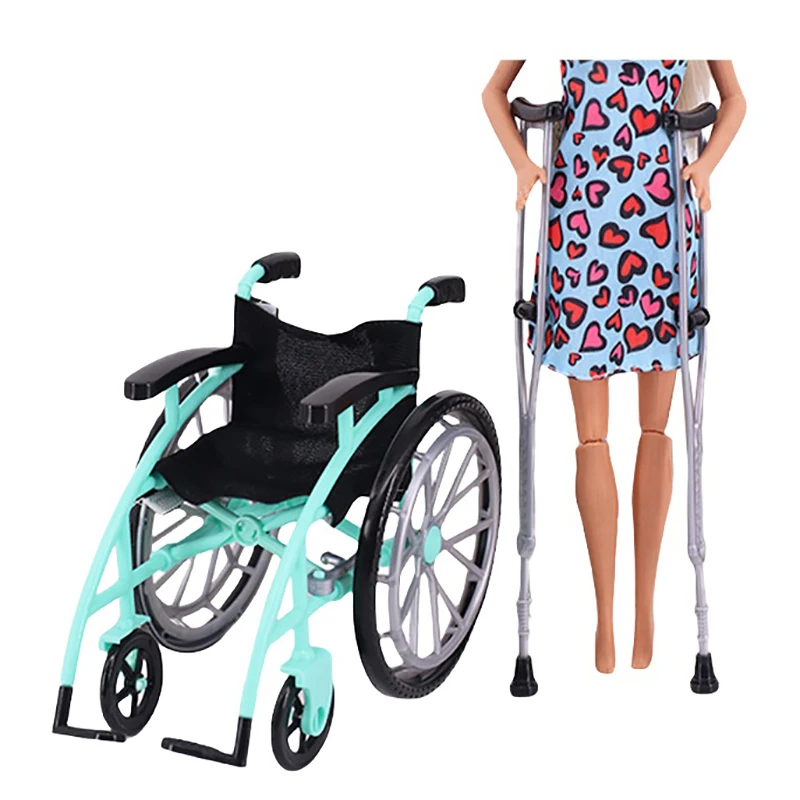 1Set Miniatur Faltbare Rehabilitation Rollstuhl DIY Realistische Krücke Modelle Spielzeug Puppen Zubehör Dekorativ