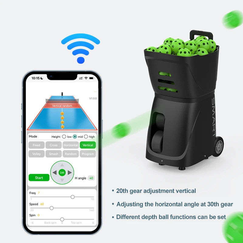 

Портативная машина для подачи мячей для пиклбола с дистанционным управлением через приложение для игроков в пиклбол