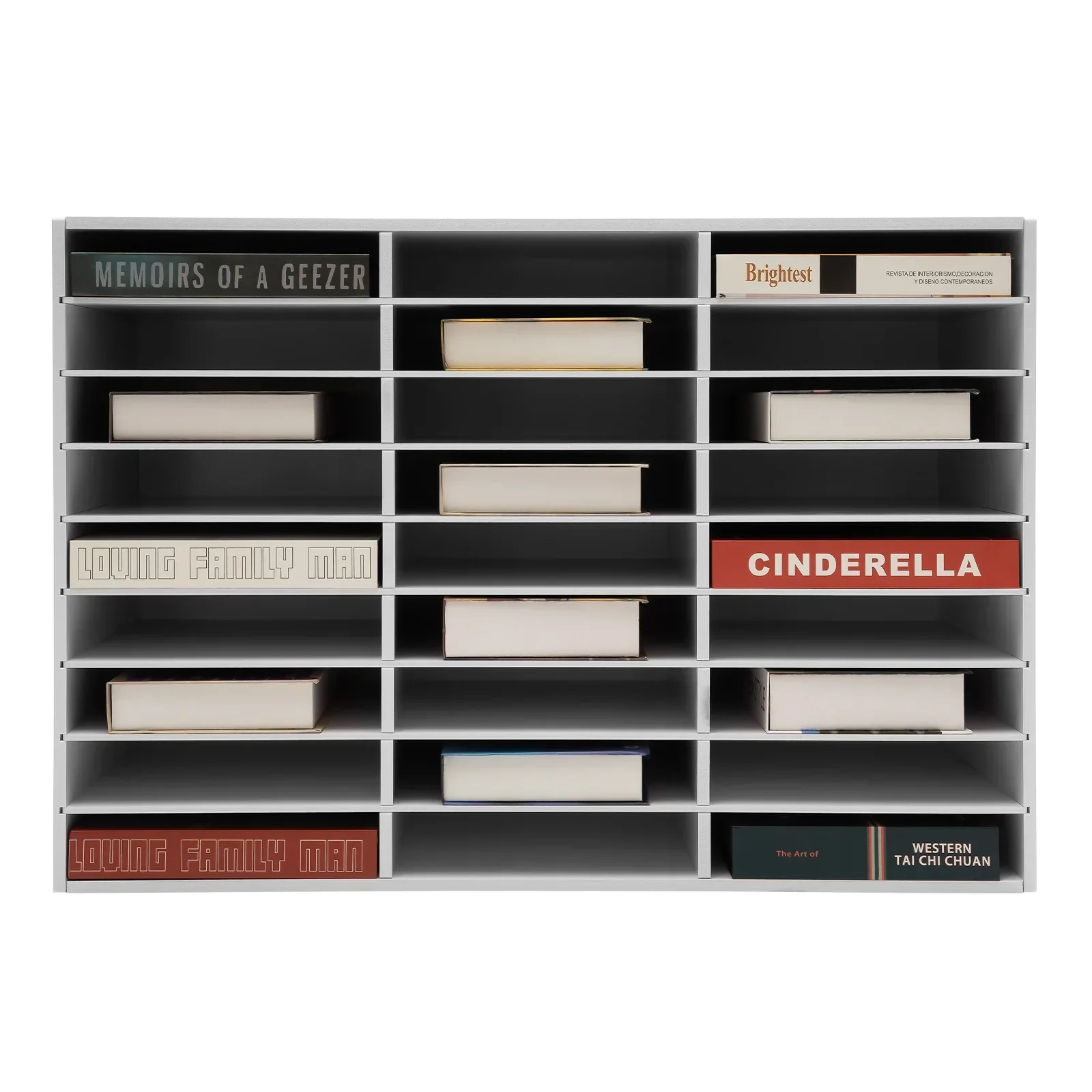 Desktop File Sorter Mailbox Literature Organizer 27 Slots, Adjustable Paper and Mail Organizer, Classroom Paper Storage Cabinet