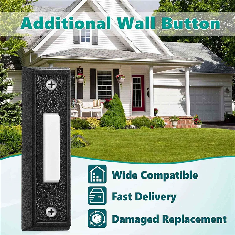 L72A-2PCS Wired Doorbell Button With LED Light, Replacement Of Doorbell Ring Button, Wall Mounted Door Opener Switch