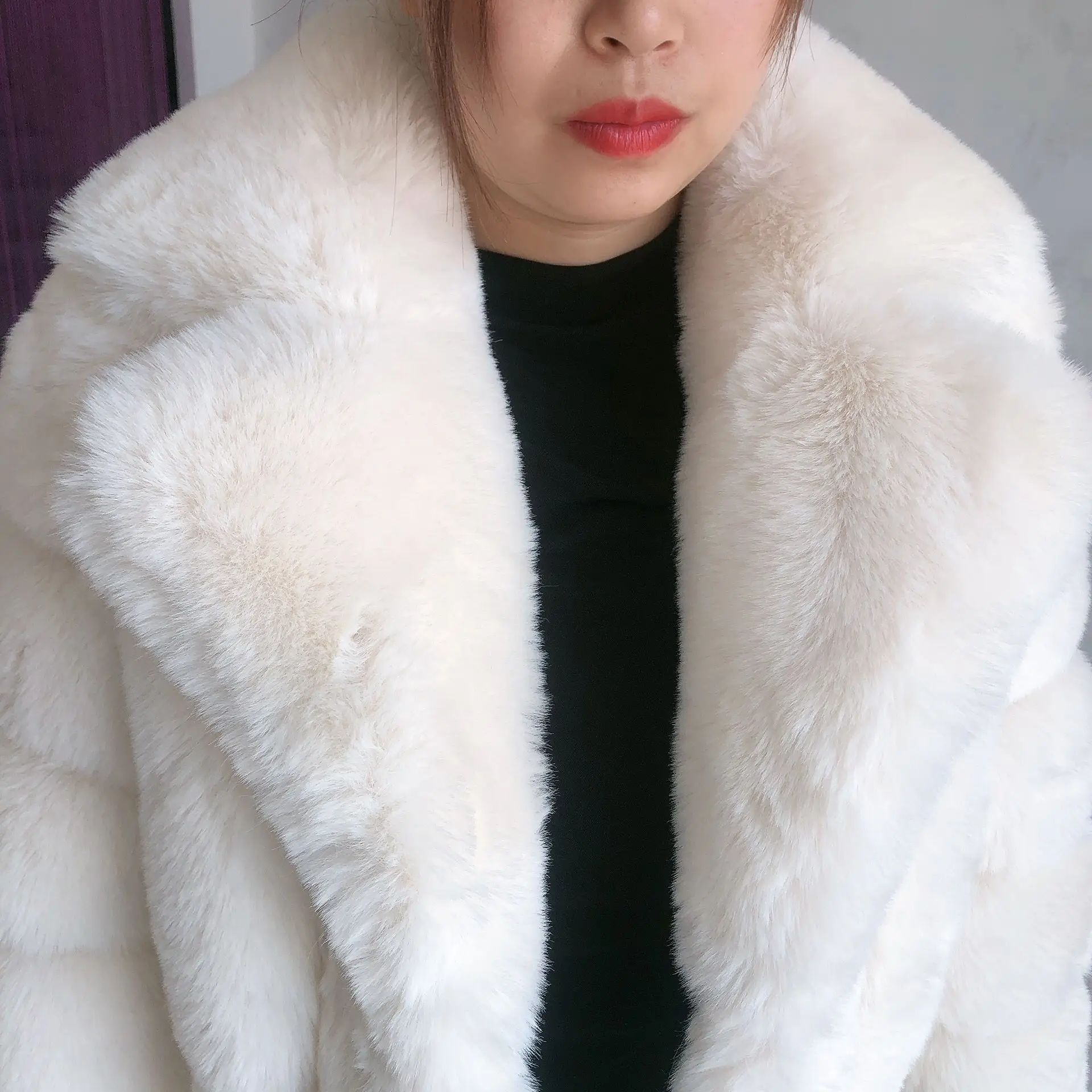 ผู้หญิง Faux ขนสัตว์ปลอมขนสัตว์หนา Faux ขน Coat ฤดูหนาว2022ใหม่สุภาพสตรี Faux Fur เสื้อยอดนิยมชุดคอรูปแบบ luxury Fur Coat