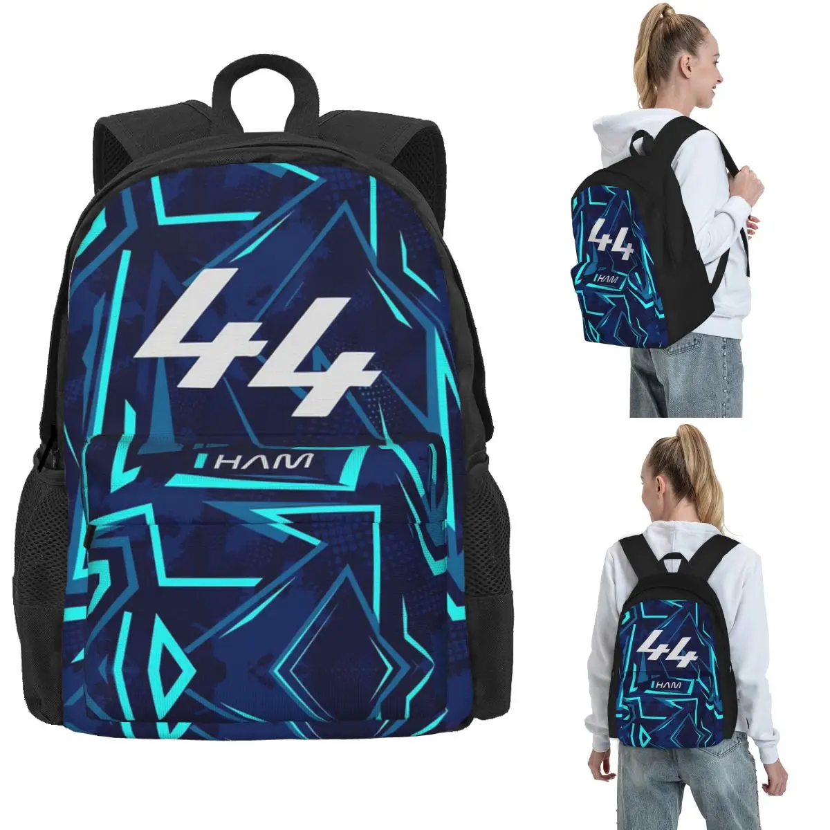 Lewis Hamilton 44 - F1 2024 Backpacks Boys Girls Bookbag Large Capacity Kids School Bags Travel Rucksack Shoulder Bag