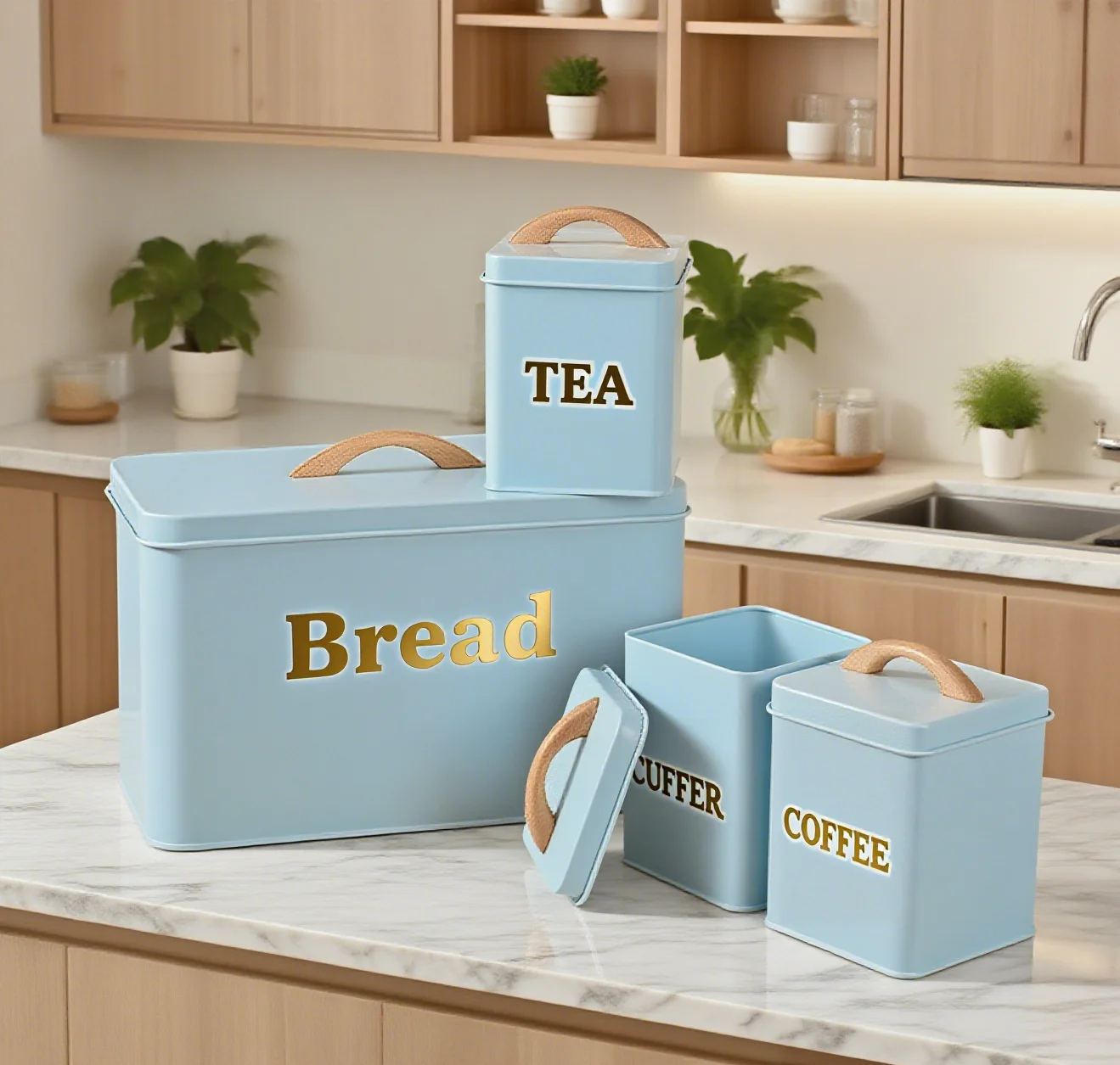 

Minimalist Metal Canisters for Kitchen Storage Allium Food for Biscuit Tea Sugar Coffee Halloween Cover Conditiments Storage