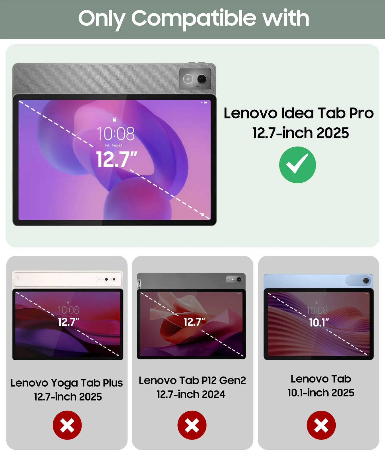 Case for Lenovo Idea Tab Pro 12.7 Inch 2025 with Stylus Holder Ultra-Thin Smart Trifold Stand Case with Auto Sleep/Wake