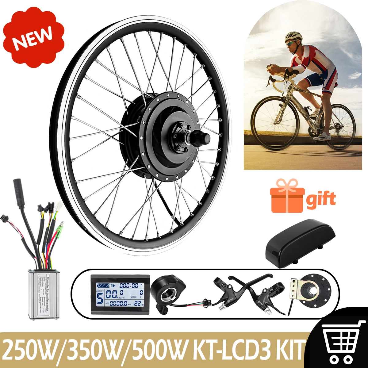 Electric Bicycle Conversion Kit 250W 350W 500W EBike Brushless Hub Motor Bike Wheel KT-LCD3 Kit bicicleta electrica Friend Gifts