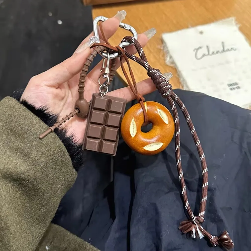 Fashion Multi Element Love Bag Pendant Nylon Rope Cute Creative Alkali Bread Ornament Key Holder Pendant Keychain Decor Gift