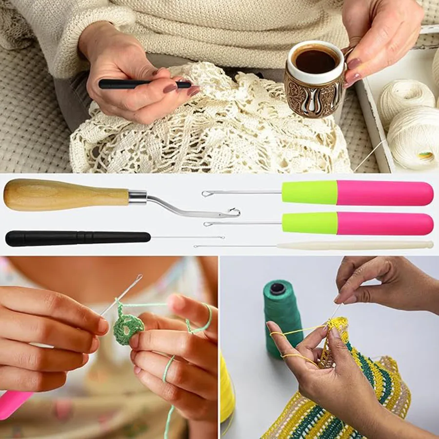 8pcs Crochet Hook Set for Hair Crafts and Weaving