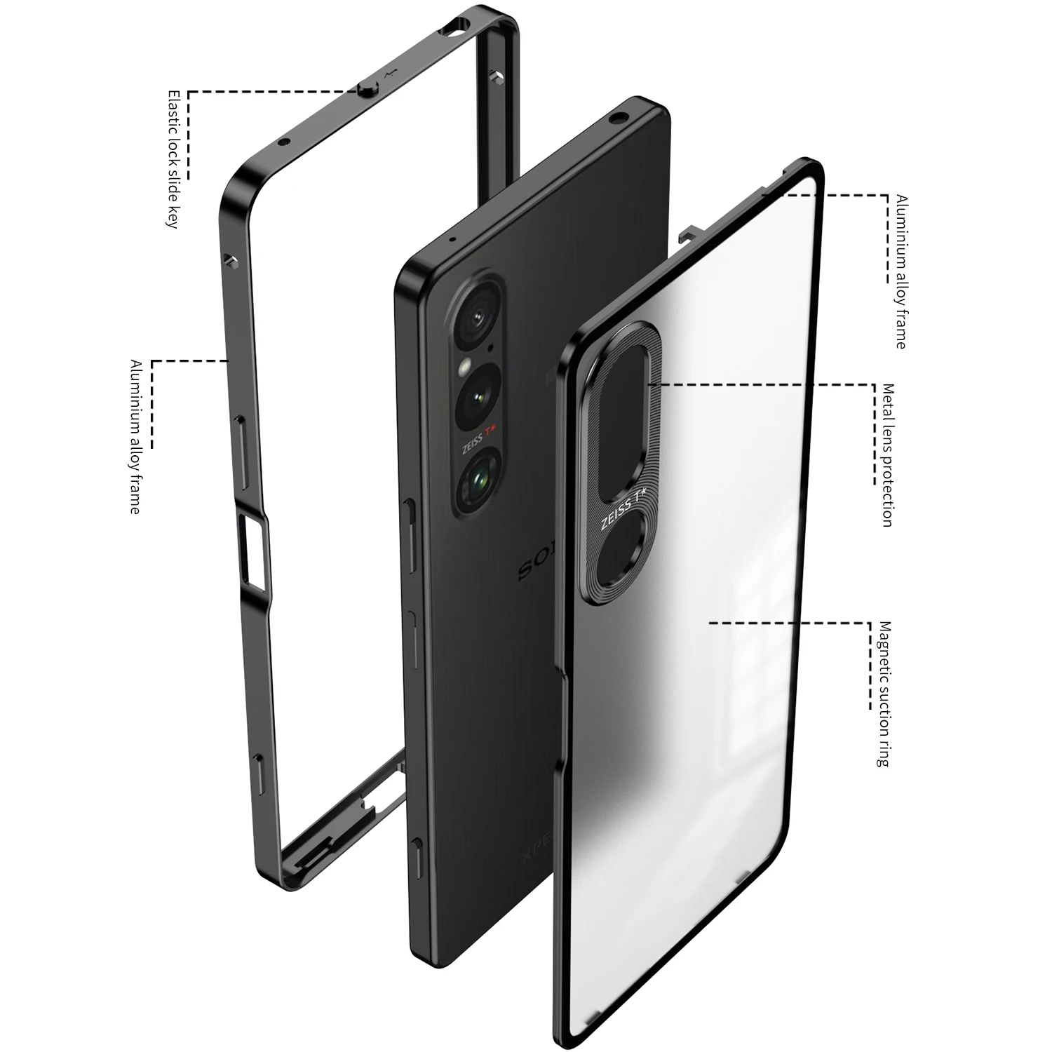 Magnetic Metal Frame Case for Sony Xperia 1V 1IV Metal Acrylic Back Cover Shockproof Ultra thin Funda Coque for Sony Xperia 1 V