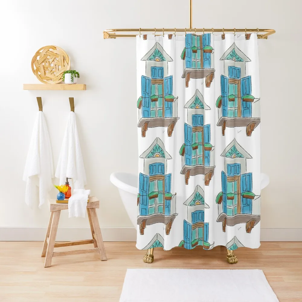 

Beirut Windows Blue Shower Curtain Shower For Bathrooms For Bathroom For Shower Bathtub Curtain