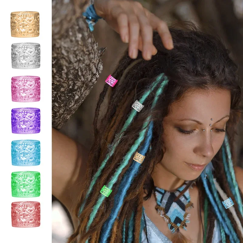 New 5-100pcs Jewelries Beads Adjustable Hair Braid Dreadlock Beads Extension Rings Braided Buckle Hollow Hairpin Cuff Clips