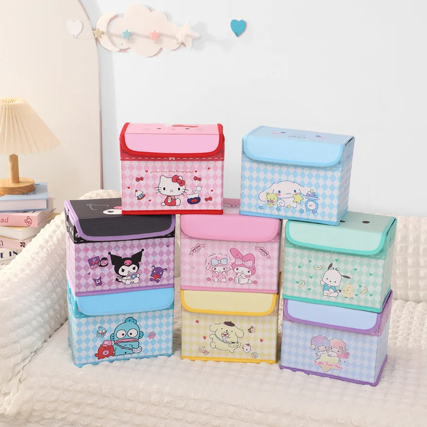 

Sanrio HelloKitty Foldable Storage Box Cartoon Organizer Basket Desktop Sundries Bin For Dormitory Home Girls Bedroom