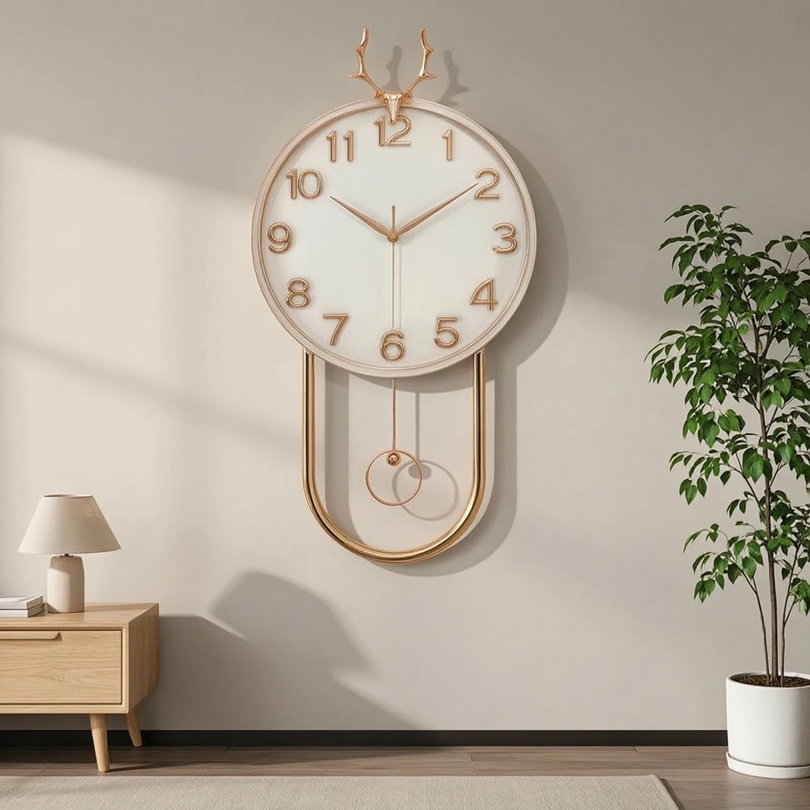 Wall Clock with Pendulum 3D Numerals Wall Clock with Digital Display Modern Minimalist for Living Room, Entryway - view 6