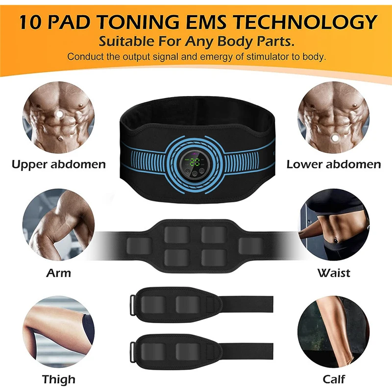 EMS Muscle Stimulator Abdominal Toning Belt Abs Muscle Toner Home Gym Fitness Training Body Slim Belly Waist Arm Leg Lose Weight