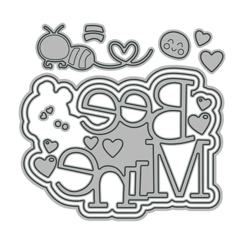 Bee Mine Cutting Dies Love Heart Valentine DIY Scrapbooking Supplies Metal Dies Knife Mold For Cards Albums Decor