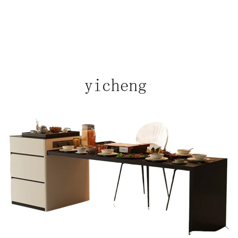 

advanced rock slab island table integrated telescopic storage household small multi-functional workbench