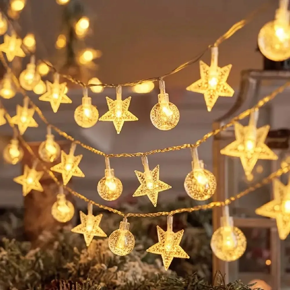 1PC 1.5M/3M/6M Star Bubble Ball Battery Box Christmas Atmosphere Decoration Light String,Excluding Battery,Used for Party,Room