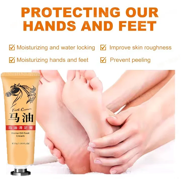 Horse Oil Anti Crack Foot Cream Anti-Drying Heel Cracked Moisturizing Repair Hand Lotion Anti-Aging Nourishing Smooth Skin Care