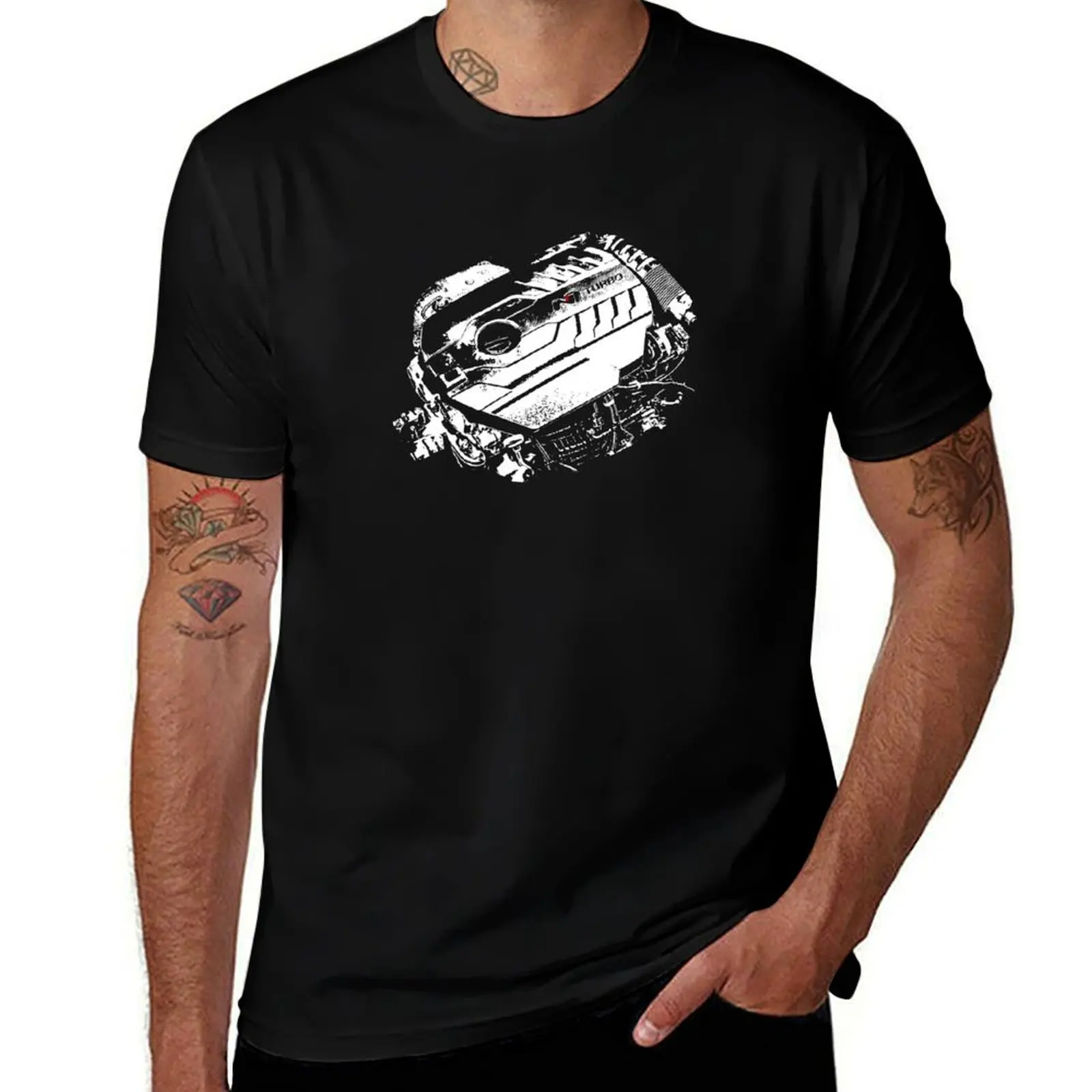 I30 N Engine Design T-Shirt Casual Work Wear T-Shirt