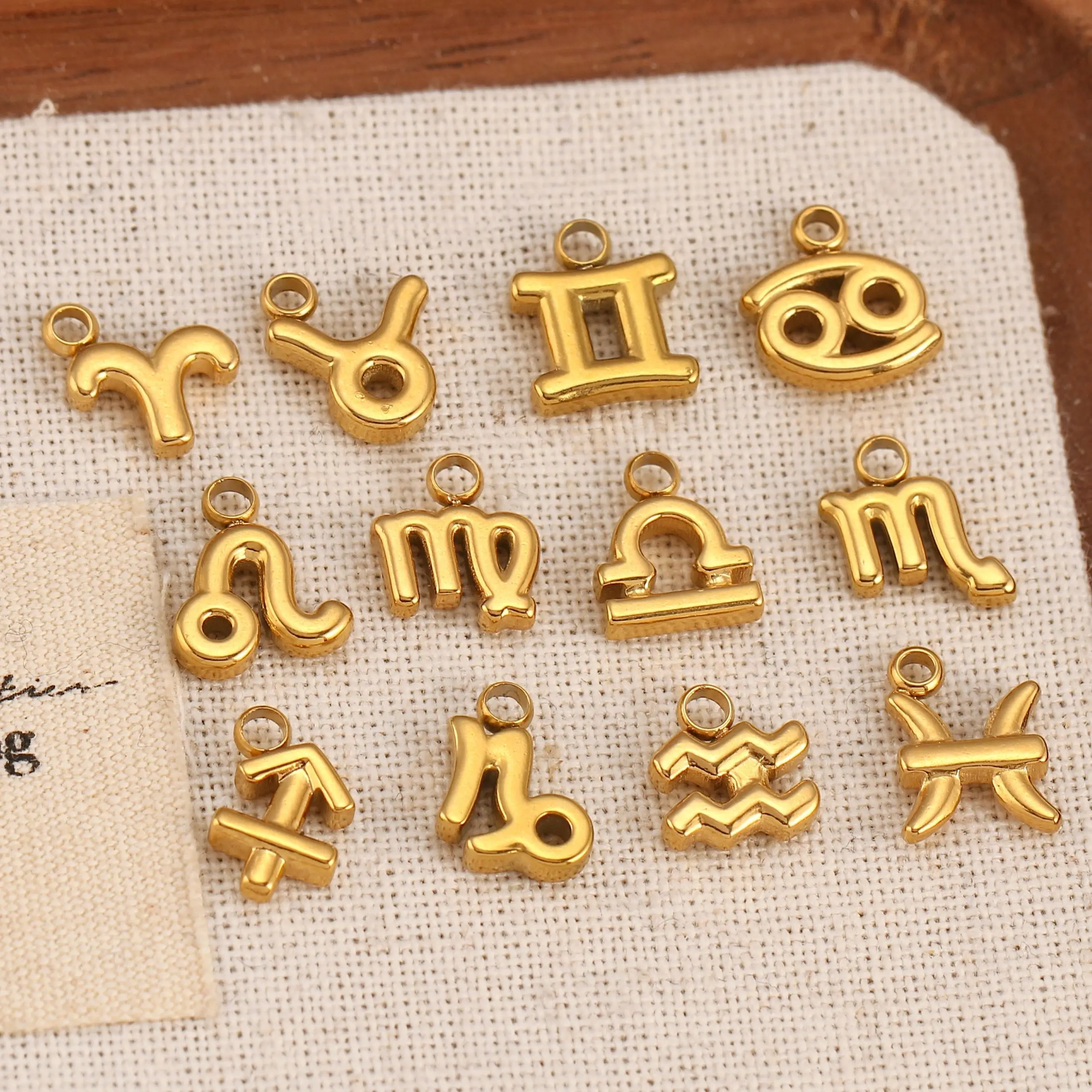 Zodiac Sign Charms Stainless Steel Constellations 12 Astrology Leo/Gemini/Taurus Pendant DIY Bracelets Necklaces Jewelry Making