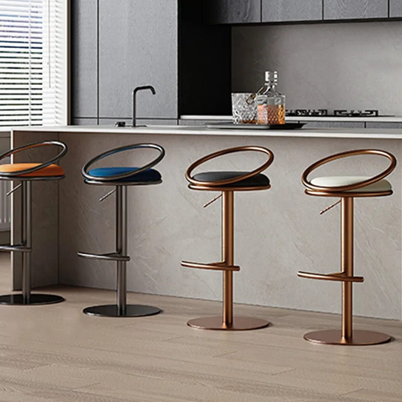 Luxury Designer Bar Chairs Adjustable Height Round Nordic Modern Bar Stools Ergonomic Single Sillas De Bar Interior Decorations