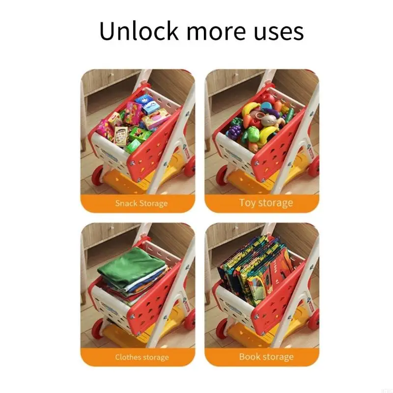 

97BC Realistic Doll Push Cart for Toddlers' Creative Play with Easy Assembly and Storage Role Play Accessories