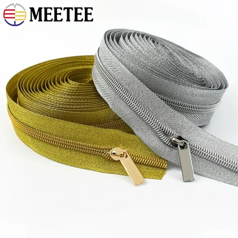 

1-5M Meetee 3#5# Nylon Zipper Coil By The Meter Garment Bag Zippers Puller Pocket Jacket Shoes Replace Zip Head Sewing Supplies