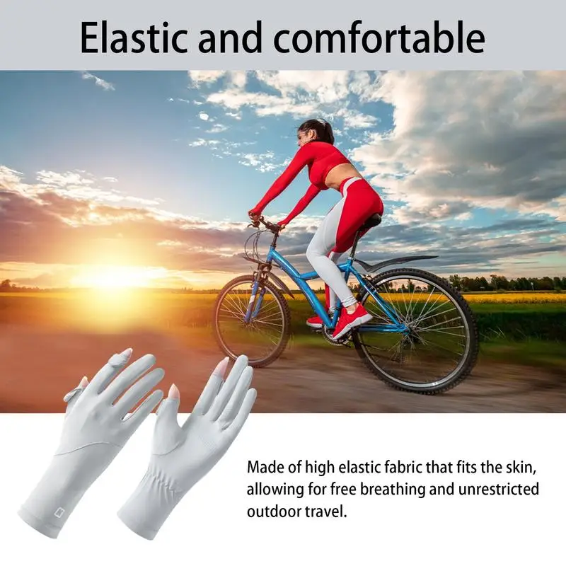 Summer Ice Silk Sunscreen Gloves Women Touch Screen Gloves Anti-UV Breathable Non Slip Riding Driving Gloves