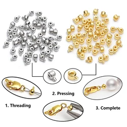 10Pcs Stainless Steel Stopper Spacers Positioning Crimp End Septum Clip Clasp for Jewelry Making DIY Necklace Bracelet Connector