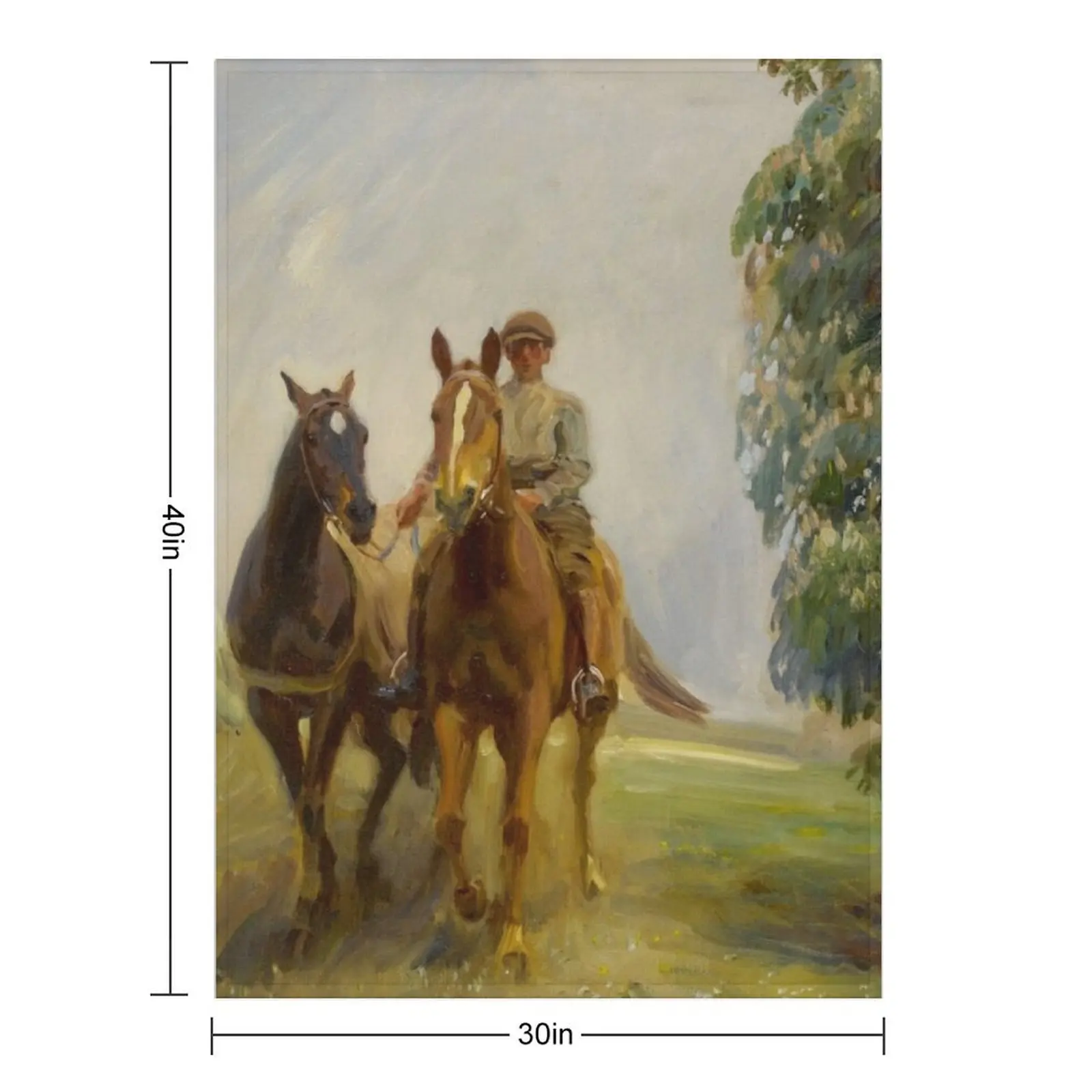 Shrimp Leading Two Hunters - Sir Alfred James Munnings - 1912 Throw Blanket Thermal Polar Moving Blankets