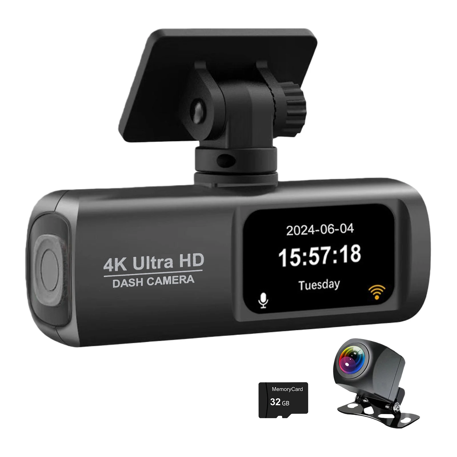 4K Car Dash Camera Front and Rear Car Camera with Night Vision G-Sensor Dashboard Camera Recorder for Cars