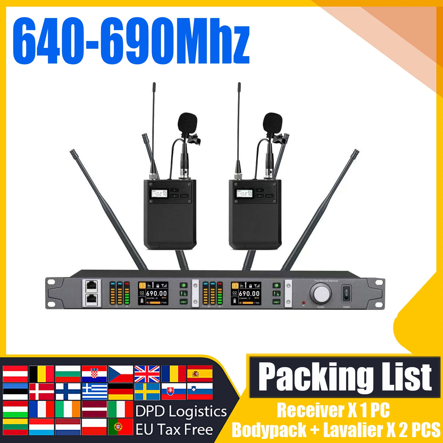 ADUZIC Pro-X1 X2 Drahtloses professionelles Mikrofone Bühnenmikrofon 500/600 MHz Handkopfbedeckung Schwanenhalsmikrofon mit Spektrum 200 m 5