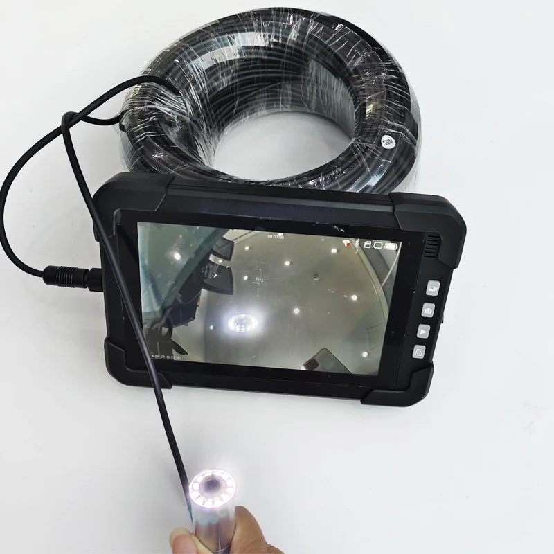 

100m 5MP 4K 7inch Touch Screen 23MM Underwater Pipeline Sewer Drainage Downhole Camera System