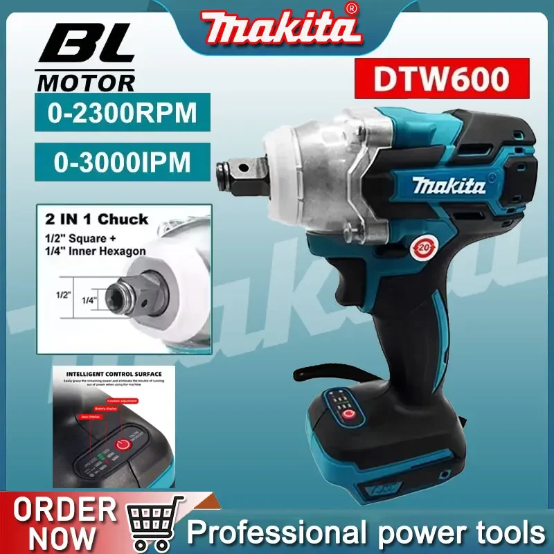

Makita DTW600 Аккумуляторный ударный гайковерт 280 Нм Бесщеточный электрический ключ с высоким крутящим моментом Перезаряжаемый 18 В Электроинструменты для авторемонта