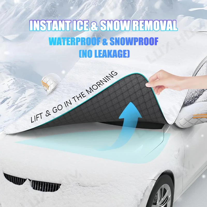 Car Magnetic Windshield Snow Cover 5-Layer Waterproof Windproof Windscreen Protection Cover Universal Snow Shield for SUV/Sedan